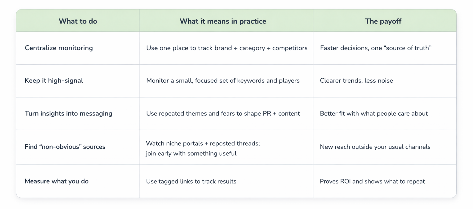 tabla de próximos pasos