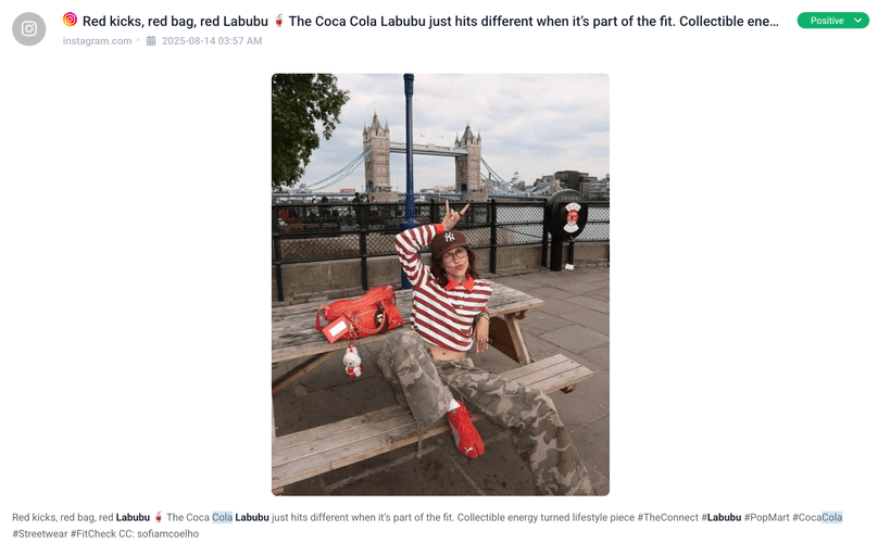 Customer sentiment analysis about specific product: Labubu x Coca Cola collaboration.