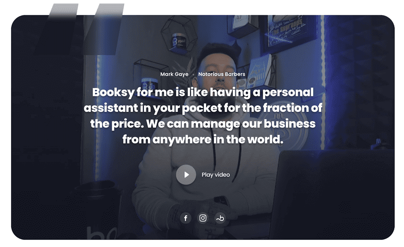 Booksy utiliza testimonios en vídeo como prueba social