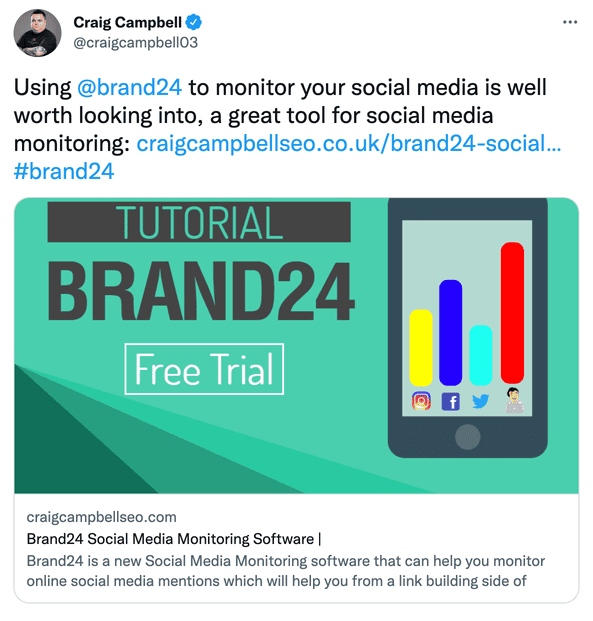 El experto en marketing Craig Campbell apoya a Brand24 en Twitter