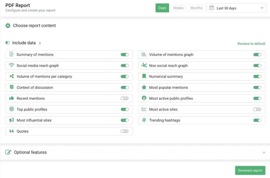 The best marketing reporting tool - customize report with Brand24