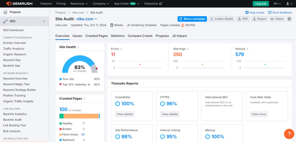 Seo Software For Agencies runs over 140 automated checks to identify surface-level issues such as duplicate content, broken links, and much more