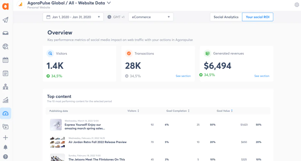 Agorapulse dashboard