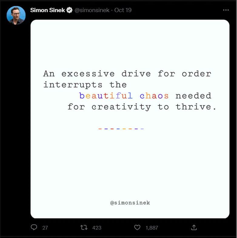 Captura de tela do tweet do influenciador do Twitter Simon Sinek.