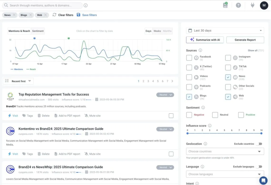 Mentions triés par date récente et source 