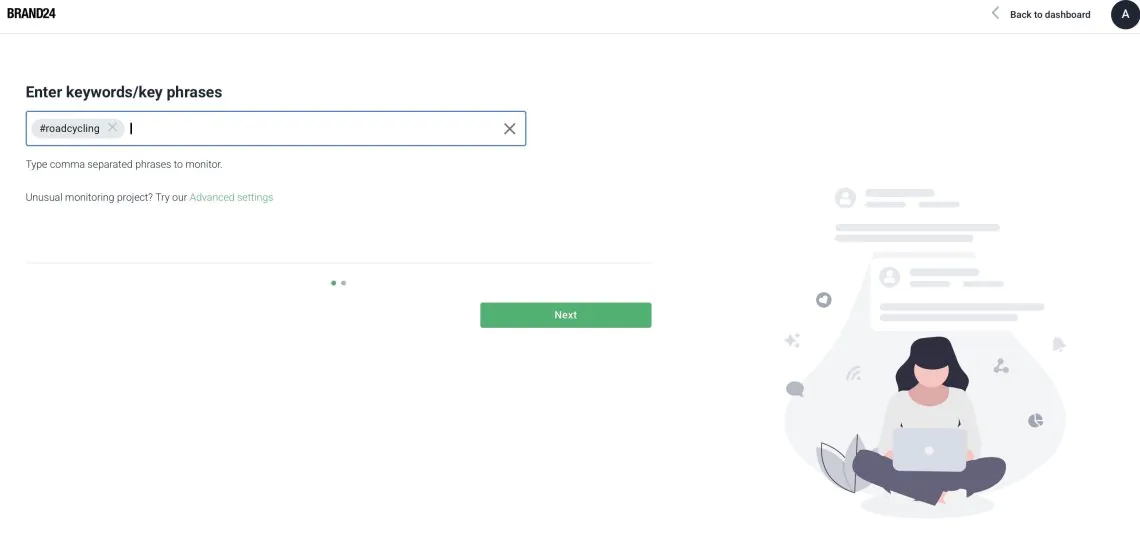 2. Create a project to follow your Twitter hashtag.