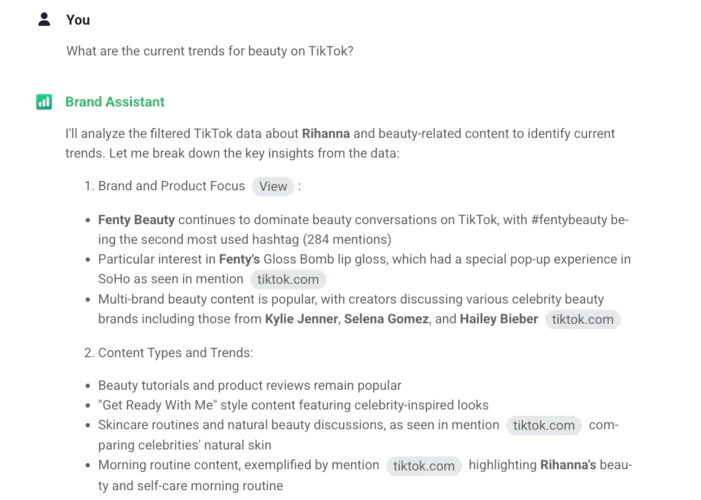 Trends analysis using AI Brand Assistant, an AI-powered feature by Brand24.