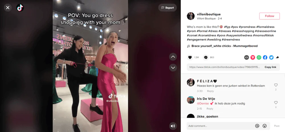 Exemplo de um vídeo POV envolvente no TikTok