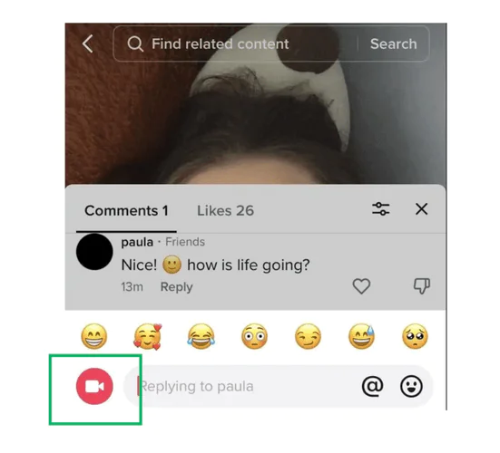 Replying to a comment with a video on TikTok.