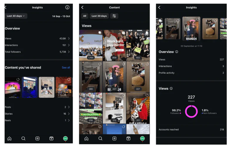 Best Instagram analytics tools: Internal Instagram analytics.