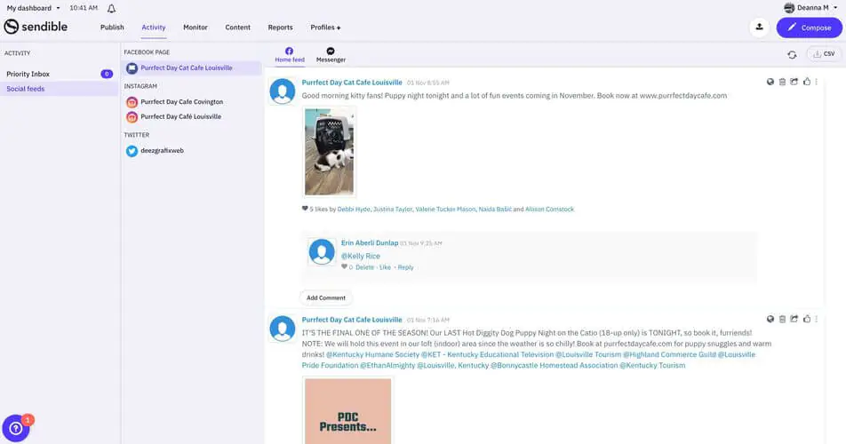 Sendible - Instagram analytics.