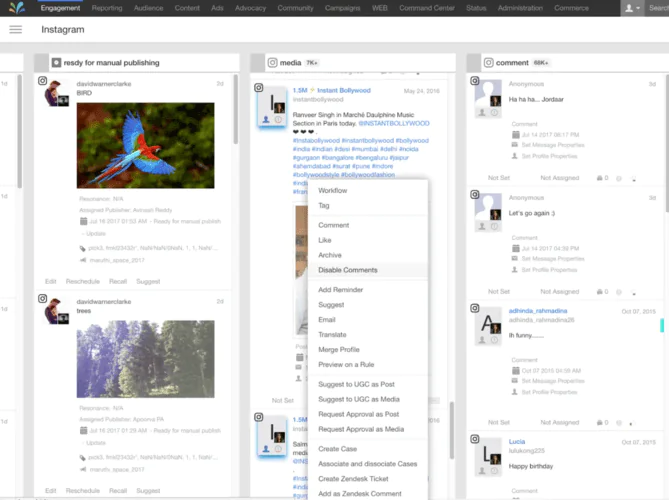 Sprinklr - Instagram analytics tool.