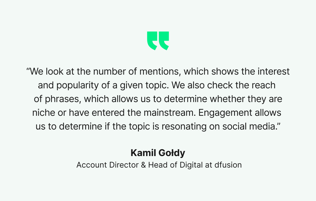 Kamil Gołdy's quote from Dfusion about the media monitoring tool Brand24.