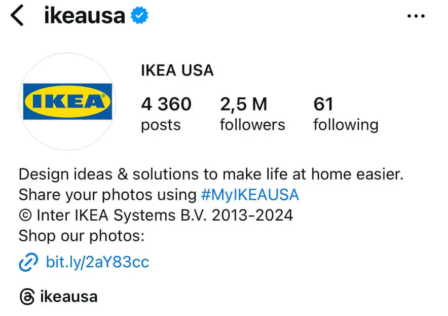 Great example of location hashtag on instagram used by IKEA