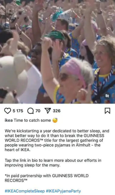 Example of using event hashtag by ikea to promote one of its events to build the brand community