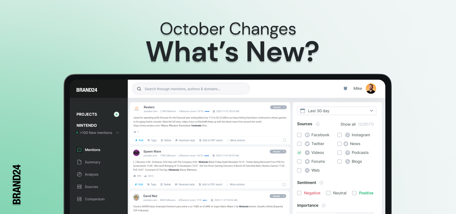Novedades en Brand24 Cambios en octubre