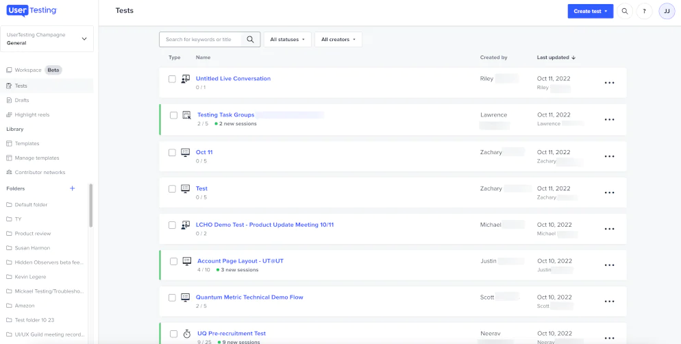 UserTesting - ferramenta de feedback do cliente que permite melhorar a satisfação do cliente por meio da realização de testes de usuário ao vivo, testes AB e pesquisas