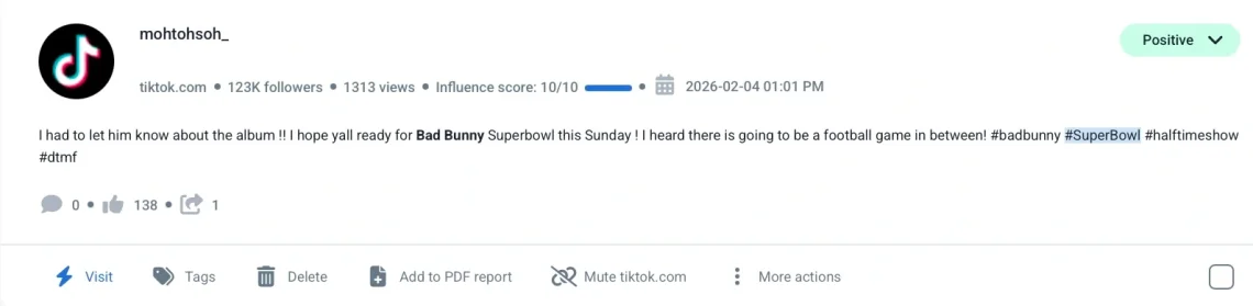 Exemple de l'heure et de la date d'un message sur X