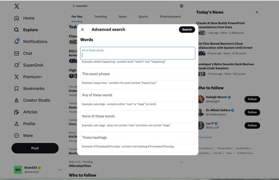 Recherche avancée sur Twitter