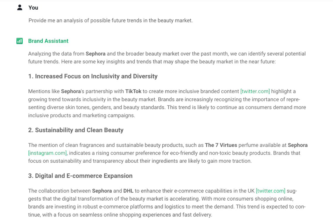 As melhores ferramentas de análise de marketing: Recurso AI Brand Assistant.