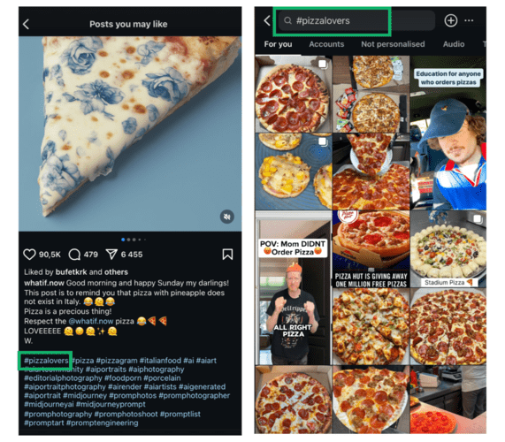 Instagram hashtags are clickable - how their "feed" looks like?