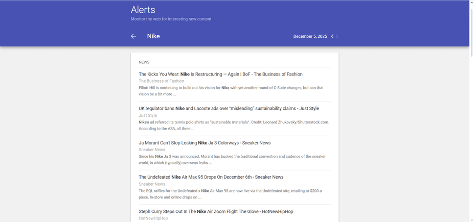 Dashboard of Google Alerts - basic monitoring tool