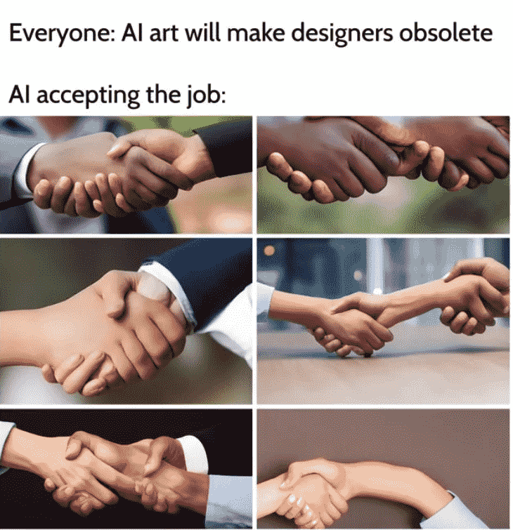 Meme sobre la IA sustituyendo a los diseñadores. Crédito: Memedroid