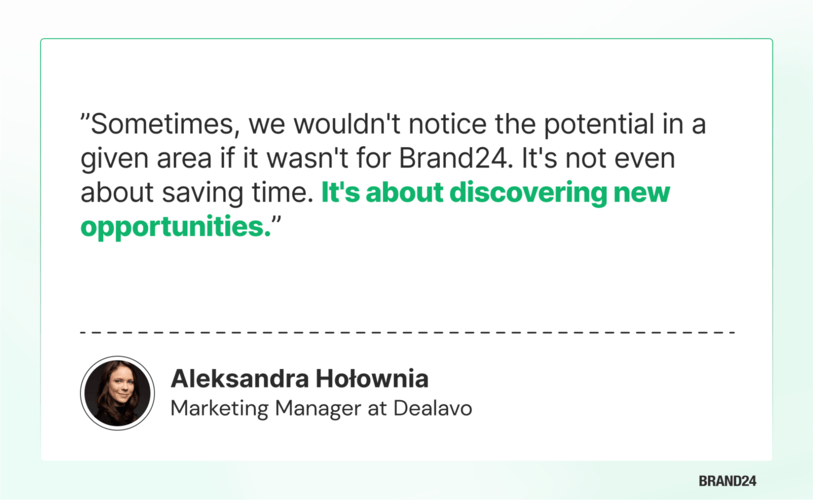 Expert's quote about Brand24 tool.