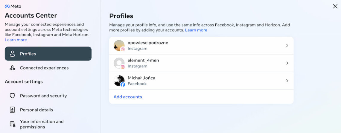 Connecting Facebook and Instagram accounts is very simple