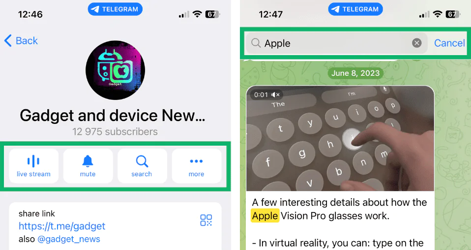 How to track telegram mention on the app?