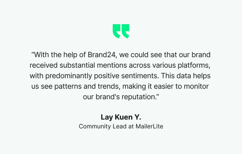 Positive testimonial posted on Brand24's website