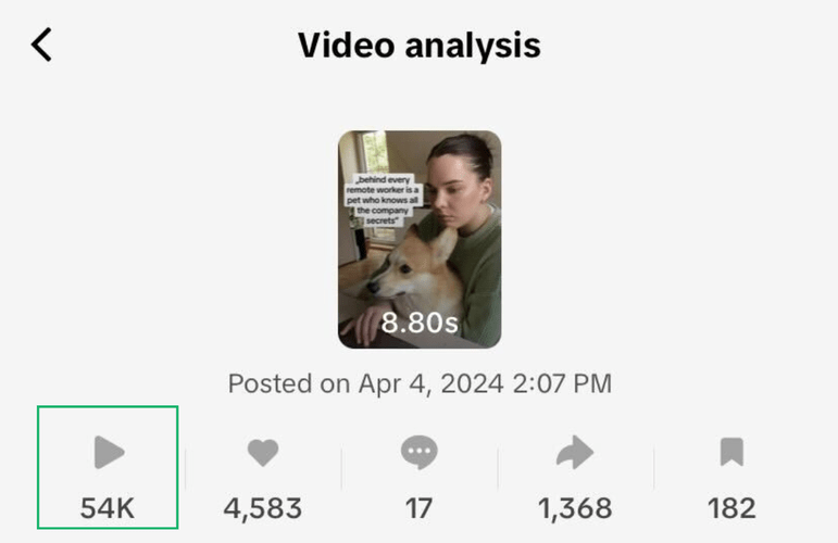 Video impressions on TikTok.