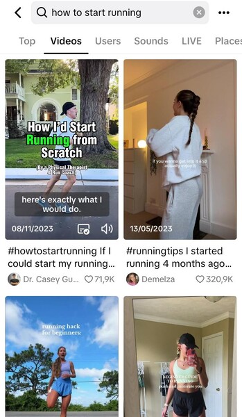 Search results for the query "how to start running"