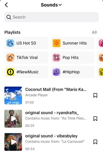 Music playlists on TikTok