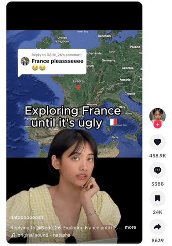 This is what a comment sticker looks like. It is automatically added to a TikTok comment video reply.