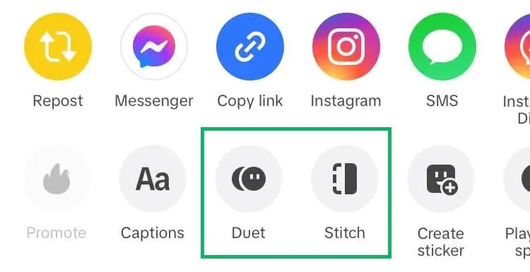 Recursos Duet e Stitch no aplicativo TikTok