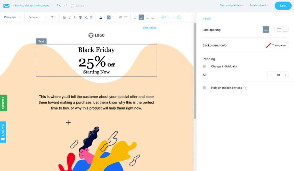 GetResponse email editor