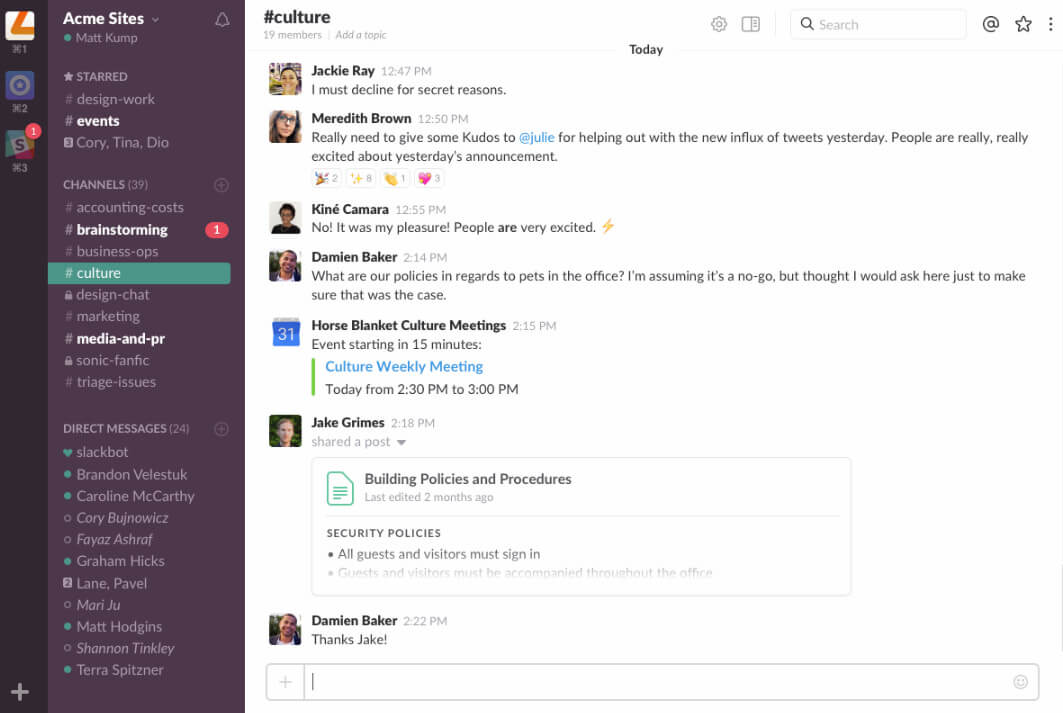 Slack dashboard saas tool