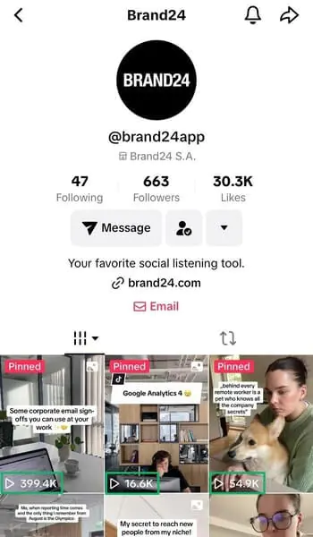 Number of impressions on TikTok