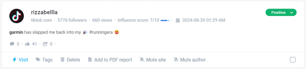 Untagged TikTok mention detected by Brand24