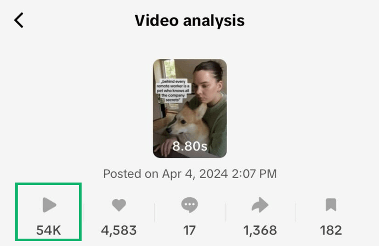 Video impressions provided by TikTok