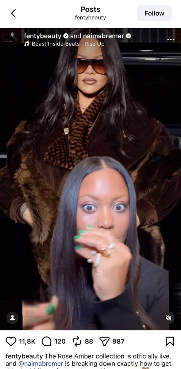 Example of influencer marketing on Instagram Reels using the Collab feature to boost engagement, reach new audiences, and drive brand mentions