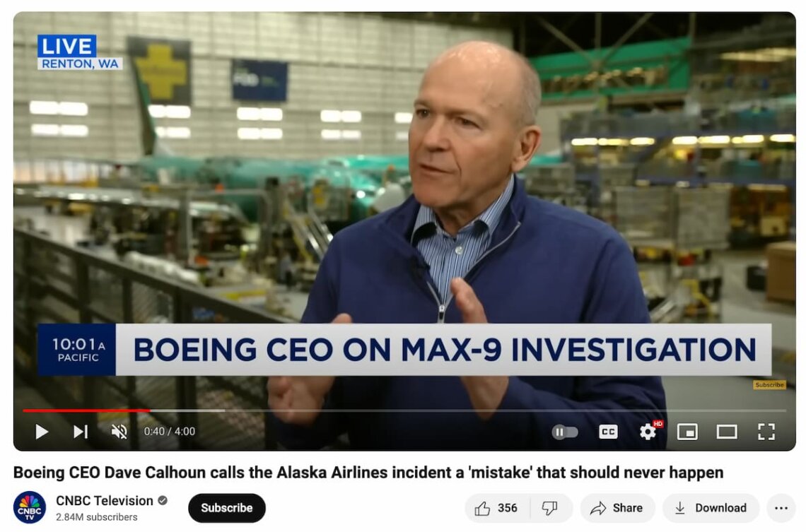 ejemplo de comunicación de crisis en boeing