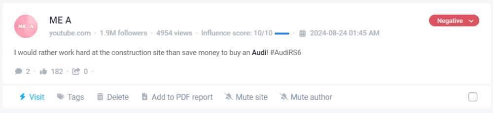 How to find a negative comment on time? 
Use advanced media monitoring tool, here is an example of mentions detected by Brand24