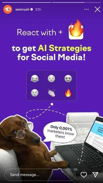 Instagram Story with question sticker (@semrush)