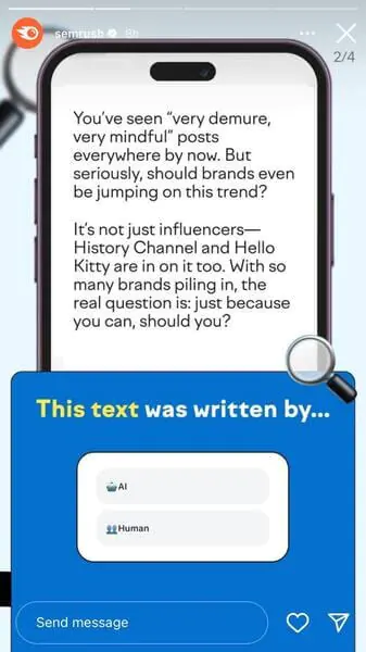 Quiz on Semrush Instagram Story (@semrush)