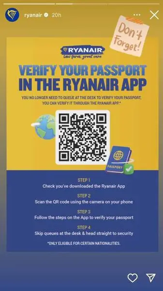 Ryanair's Instagram Stories