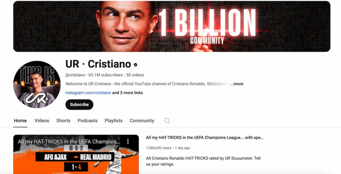 cristiano ronaldo youtube performance