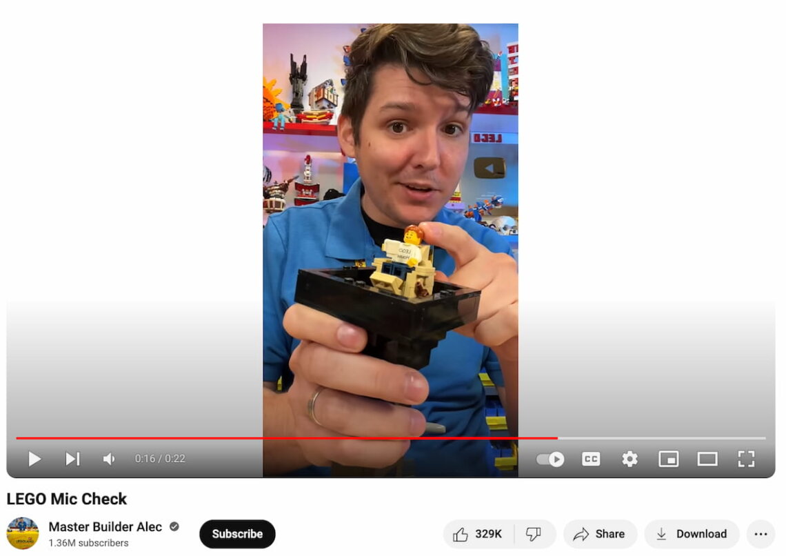 lego youtube performance example