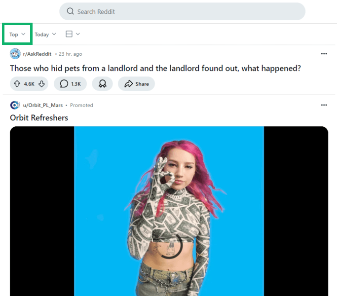 Top posts on Reddit